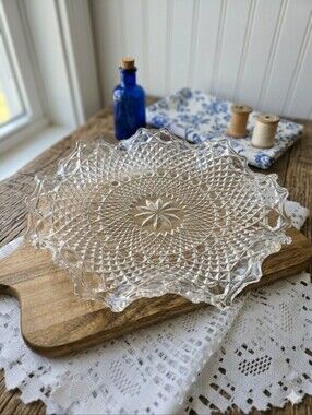 Vintage Sowerby Glass Chunky Bowl 2266 Art Deco English Hob Button